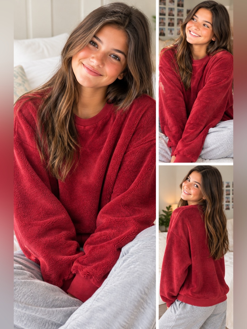 Athleta Girl Cozy Plush Crewneck Sweater - Red